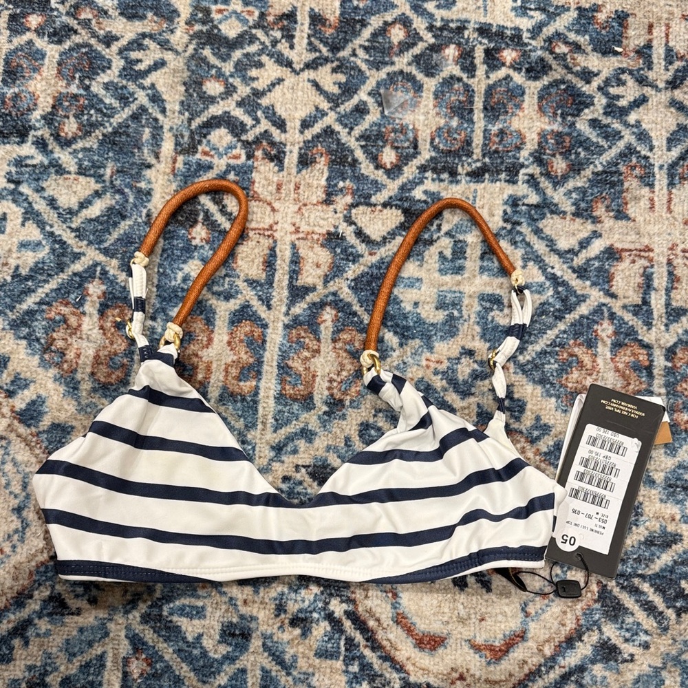 Vix Navy and White Striped Bikini Top
